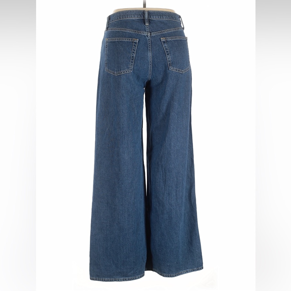 GAP Women's Baggy Mid Rise Size 10 Tall 30 waist Blue wide leg Jeans distressed - Picture 5 of 8